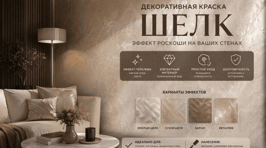 Декоративная краска «шелк» для стен